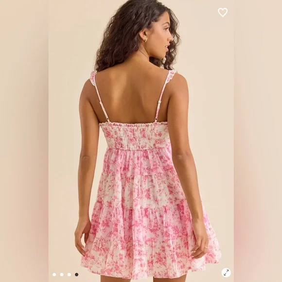 Altar'd State Pink Floral Ruffle-Strap Mini Dress - Picture 4 of 7